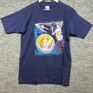 VTG Healthknit Surfers On The Rock T-Shirt Men's Blue Graphic Single Stitch - L